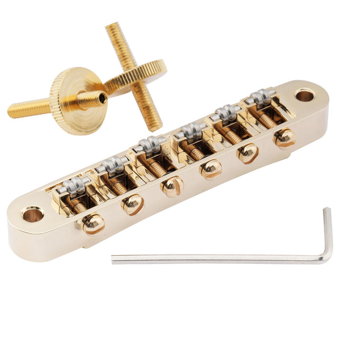 Musiclily Pro 10.4mmピッチ ローラーサドル ABRタイプ Tune-o-maticチューンオートマチックブリッジ M4ポスト LPスタイルなエレキギター用 ブラック