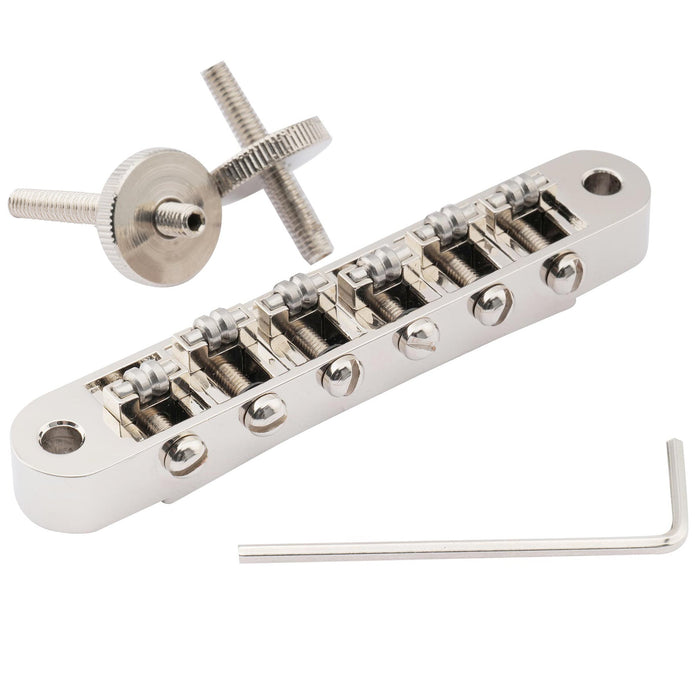 Musiclily Pro 10.4mmピッチ ローラーサドル ABRタイプ Tune-o-maticチューンオートマチックブリッジ M4ポスト LPスタイルなエレキギター用 ブラック