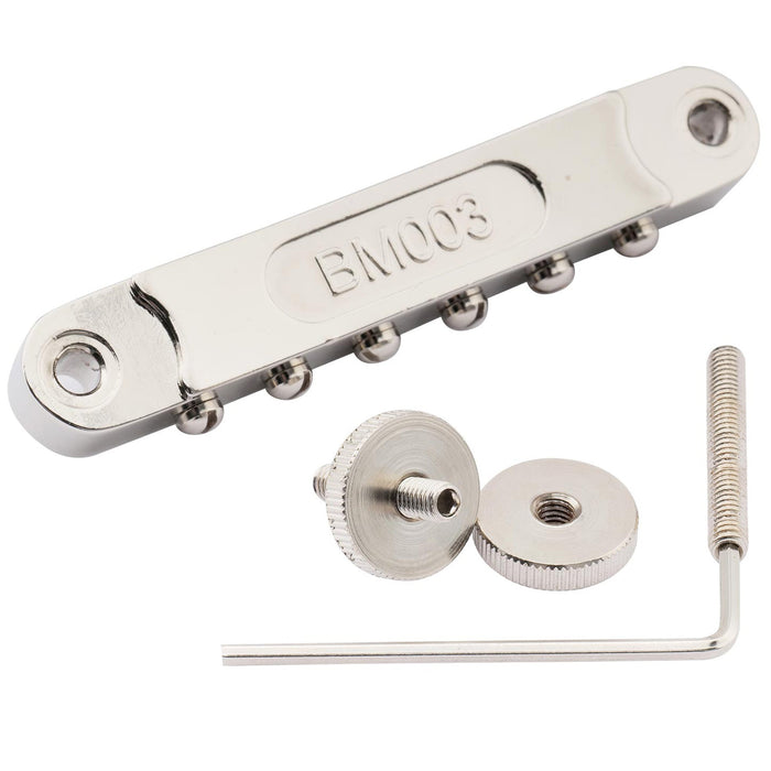 Musiclily Pro 10.4mmピッチ ローラーサドル ABRタイプ Tune-o-maticチューンオートマチックブリッジ M4ポスト LPスタイルなエレキギター用 ブラック