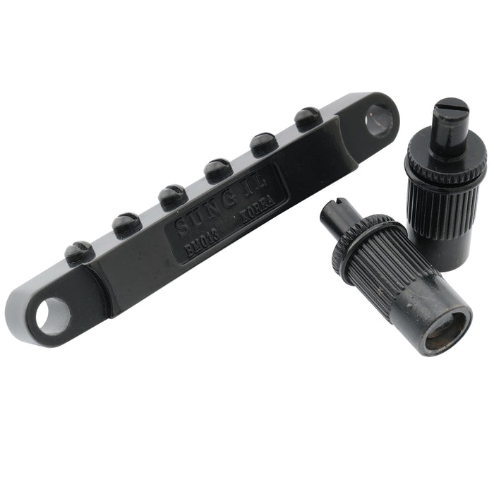 detail of musiclily pro 52mm tune o matic bridge for epiphone lp sg style electric guitar mx2618p