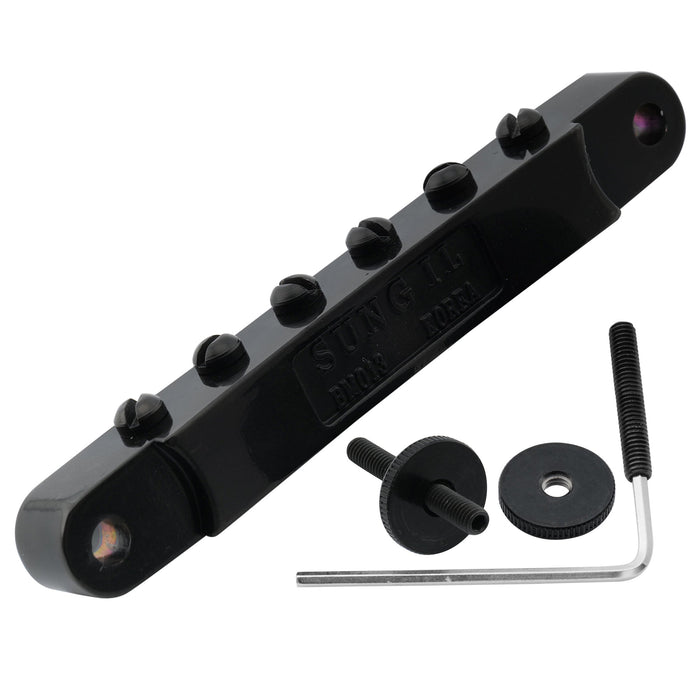 detail of musiclily pro 52mm abr 1 tune o matic bridge for epiphone lp sg style electric guitar mx2619p