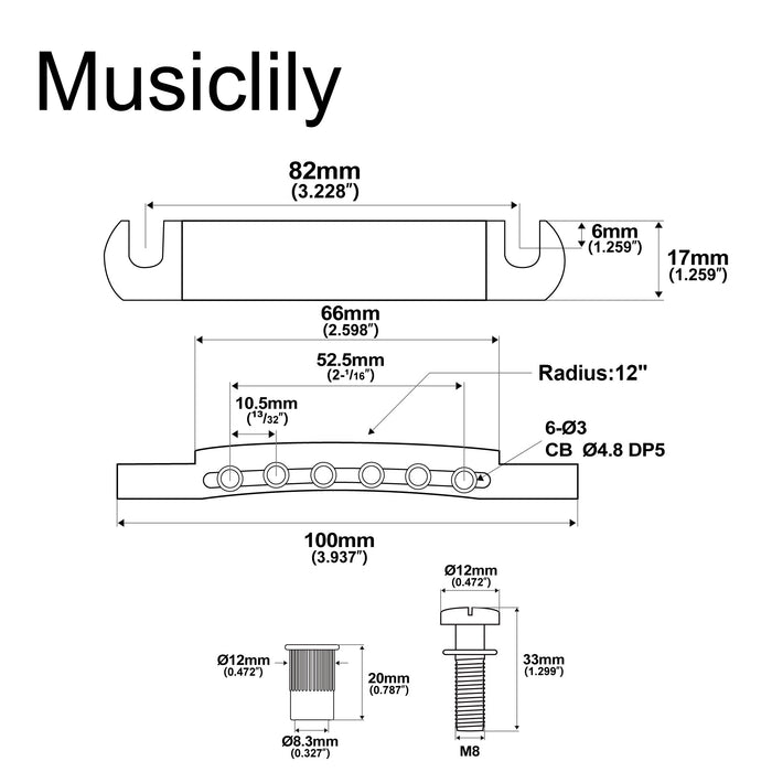 Cordier Musiclily Pro 6 cordes avec espacement des cordes de 52,5 mm pour guitare Epiphone LP SG