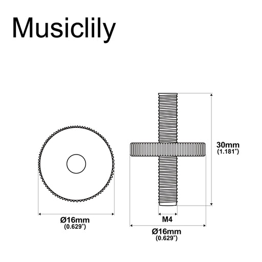 Dimensions of musiclily pro metric sized abr 1 style tune o matic bridge m4 mounting post and thumbwheel sets for epiphone lp style guitar mx2623 2p