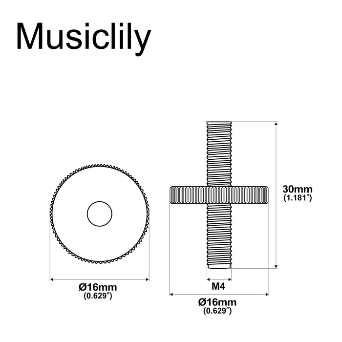 Dimensions of musiclily pro metric sized abr 1 style tune o matic bridge m4 mounting post and thumbwheel sets for epiphone lp style guitar mx2623 2p