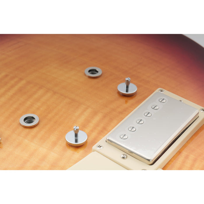 musiclily pro metric sized nashville style tune o matic bridge m4 mounting stud and bushing for epiphone lp style guitar mx2624 2p, chrome