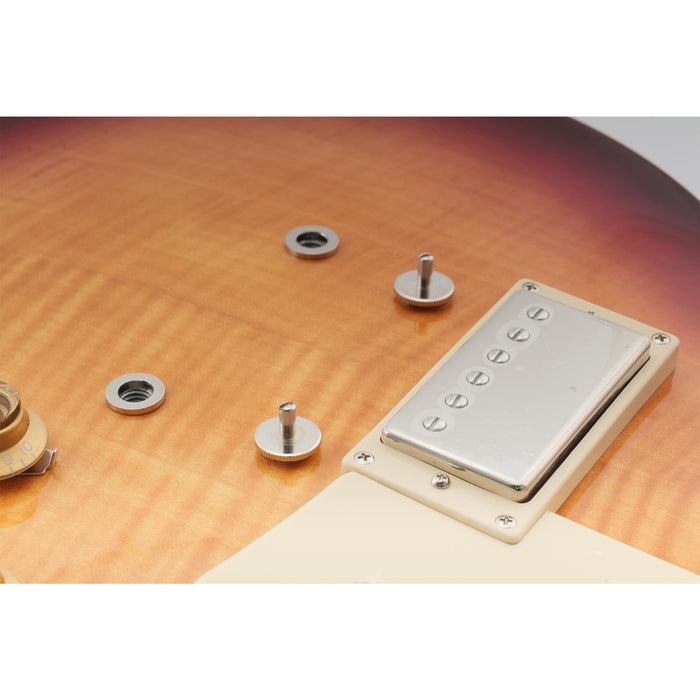 Musiclily Pro ミリ規格 NashvilleナッシュビルTune-o-maticブリッジ取り付け用M4スタッドとブッシング Epiphone LPエレキギター用 ブラック(2個セット)