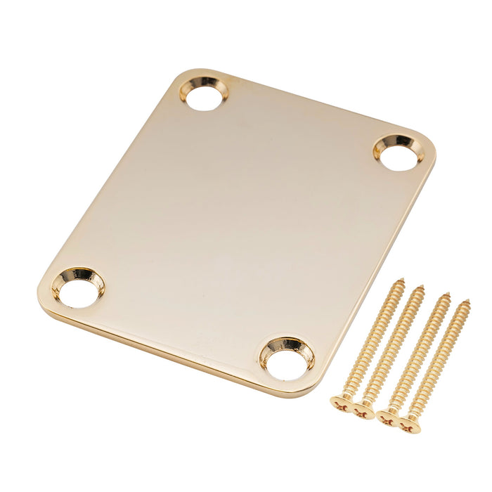 detail of musiclily pro heavy duty steel rectangle neck plate 4 hole neck joint board for guitar bass mx2630p