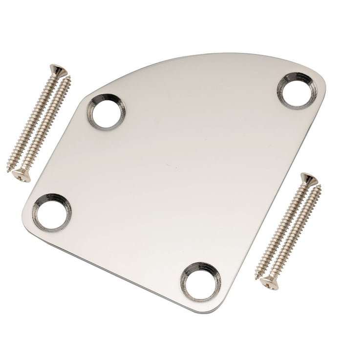 musiclily pro heavy duty steel curved cutaway semi round neck plate 4 hole neck joint board for guitar bass mx2631p