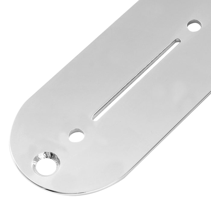 detail of musiclily pro 32mm steel control plate with narrow pots hole spacing for tele style electric guitar mx2634p