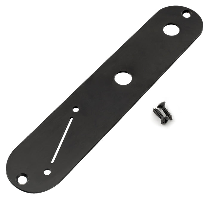 musiclily pro 32mm steel control plate with narrow pots hole spacing and angled switch slot for tele style electric guitar mx2635p, black