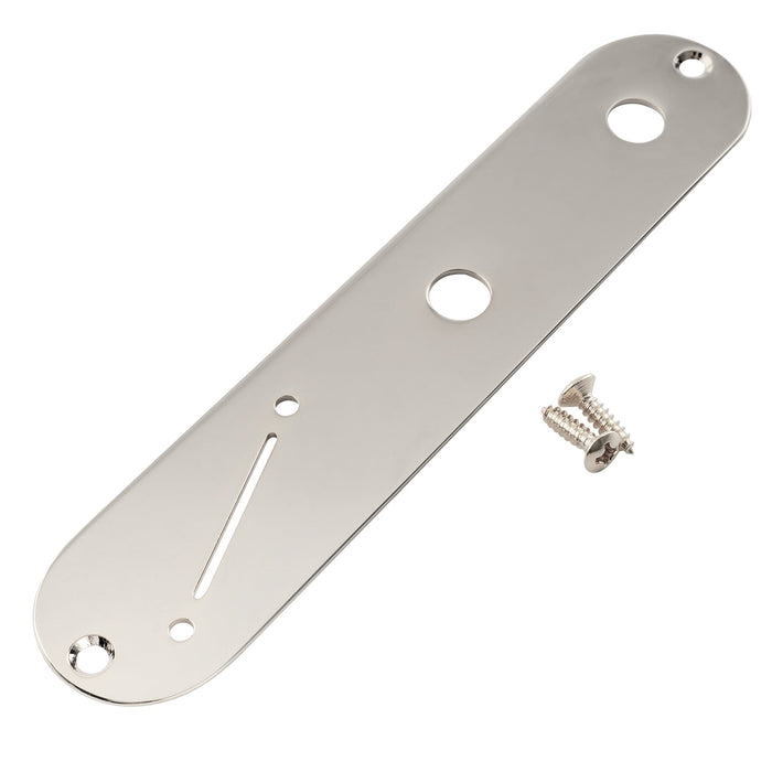 musiclily pro 32mm steel control plate with narrow pots hole spacing and angled switch slot for tele style electric guitar mx2635p, nickel