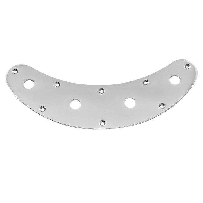 detail of musiclily pro steel 4 hole bass control plate for music man style electric bass mx2638p