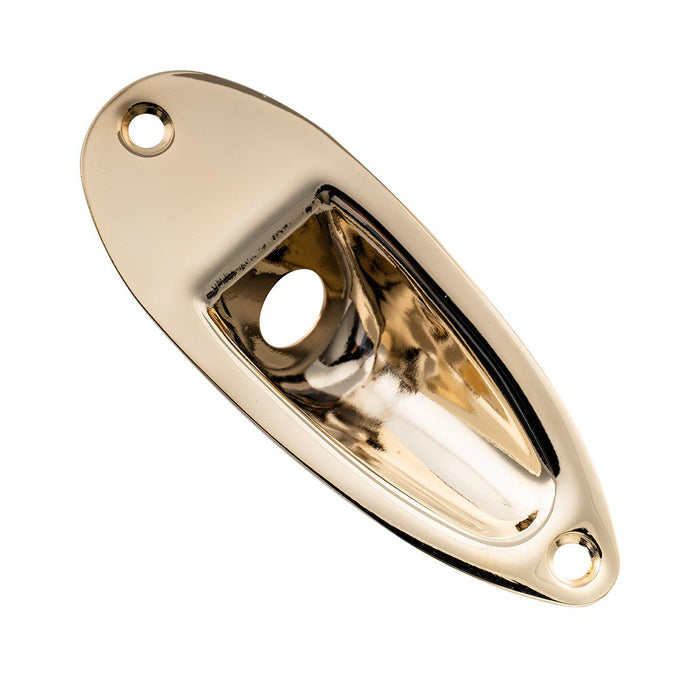 musiclily pro steel boat shape jack socket plate 10mm hole for strat style electric guitar mx2640p, gold