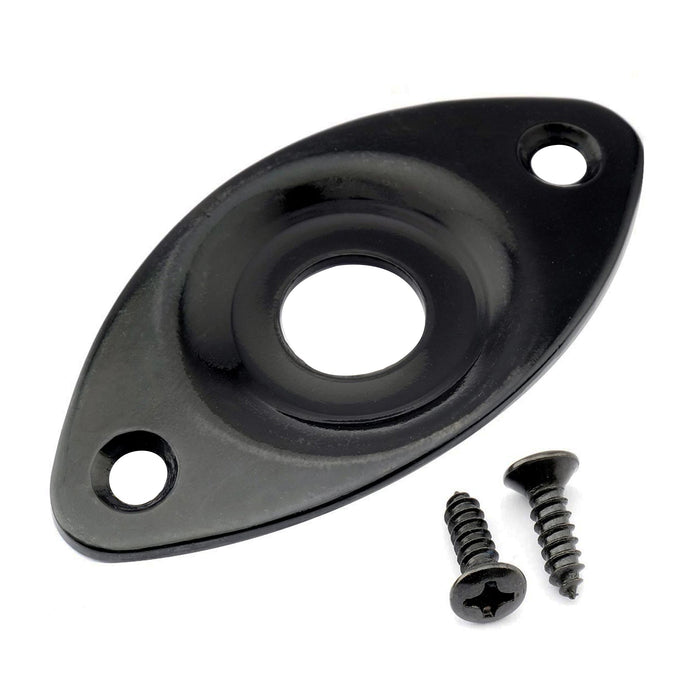 musiclily pro steel curved recessed oval football shape guitar jack plate for electric guitar bass mx2641p
