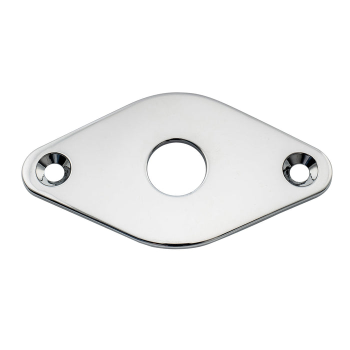 musiclily pro steel curved diamond jack socket plate 9 6mm hole for electric guitar bass mx2643p, chrome