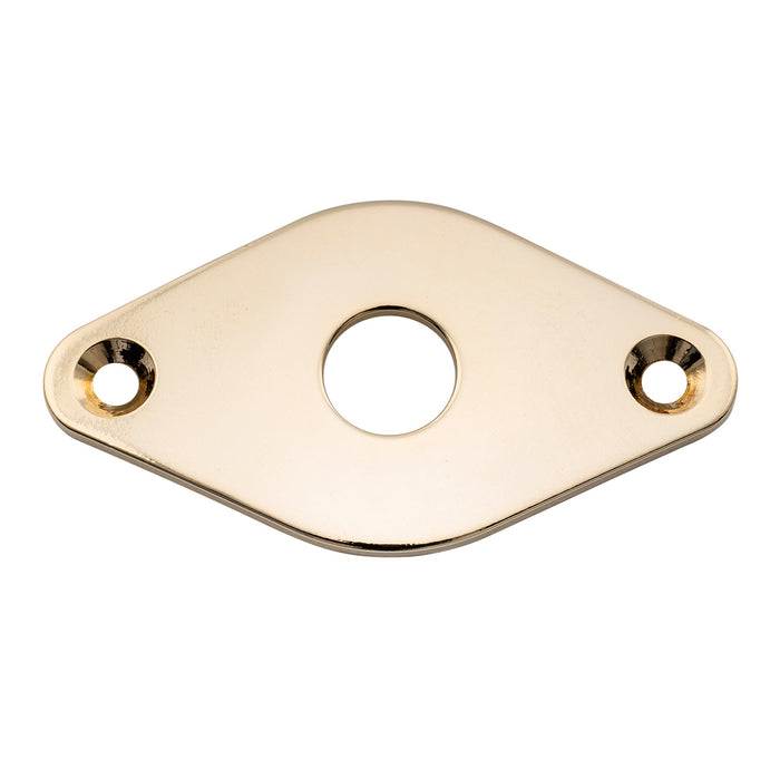 musiclily pro steel curved diamond jack socket plate 9 6mm hole for electric guitar bass mx2643p, gold