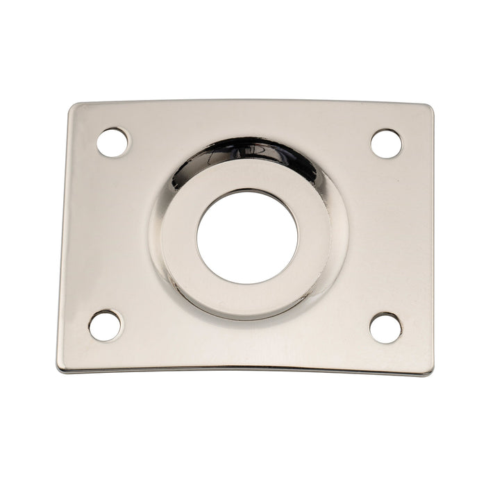 musiclily pro steel curved recessed rectangle jack socket plate 10mm hole for electric guitar bass mx2644p, nickel
