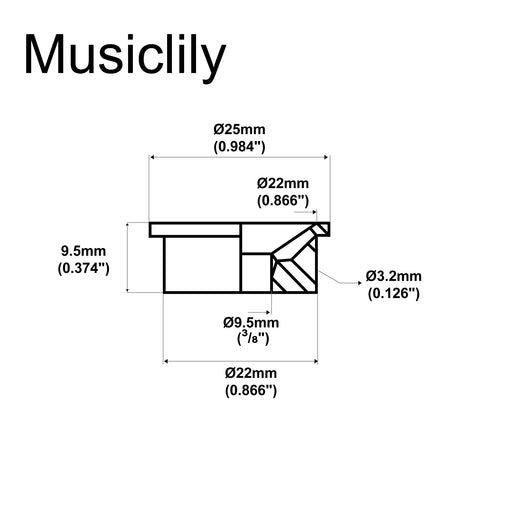 Dimensions of musiclily pro 3 8 inch steel modern style guitar jack plate for usa mexico made tele style electric guitar mx2646p