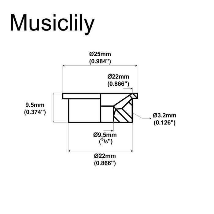 Dimensions of musiclily pro 3 8 inch steel modern style guitar jack plate for usa mexico made tele style electric guitar mx2646p