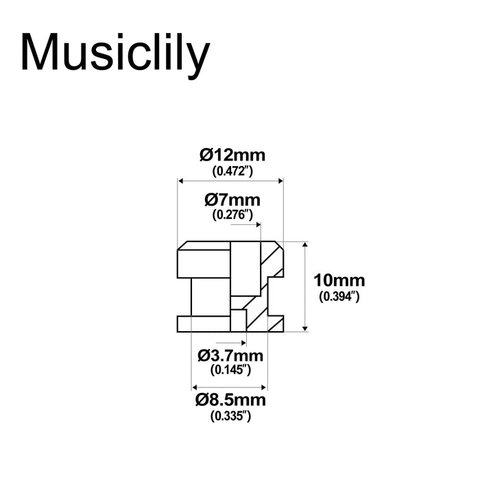 Dimensions of musiclily pro 12mm steel strap button end pins for acoustic electric guitar mx2700 2p