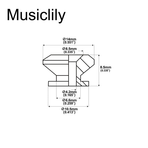 Dimensions of musiclily pro 14mm steel g type strap button end pins for acoustic electric guitar bass mx2702 2p