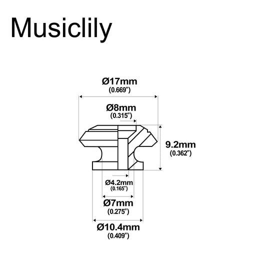 Dimensions of musiclily pro 17mm large round steel strap button end pins for acoustic electric guitar mx2704 2p