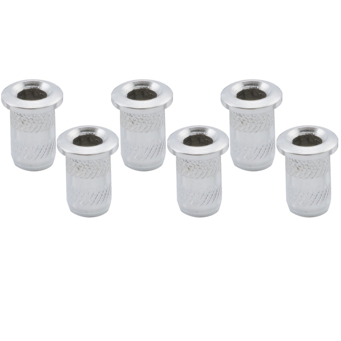 musiclily pro 4mm steel top mounting string ferrules for electric guitar mx2719 6p, chrome