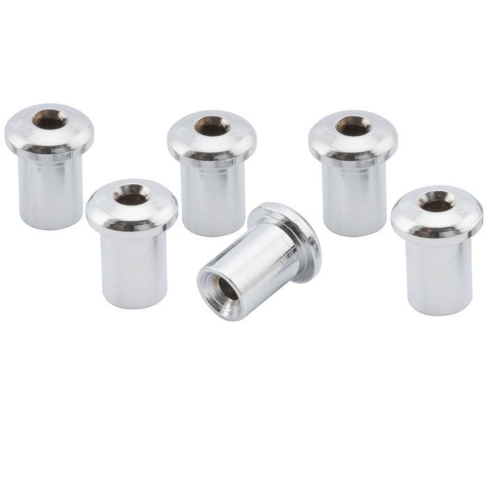 musiclily pro 5mm steel top mounting string ferrules for electric guitar mx2720 6p, chrome