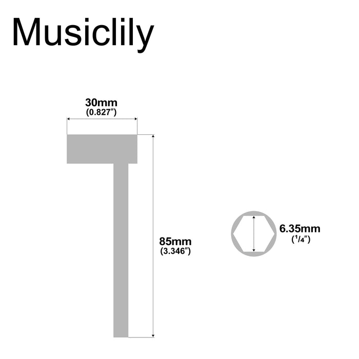 Dimensions of musiclily pro 1 4 inch steel hex box wrench guitar truss rod adjustment wrench for taylor guitar mx2727nk