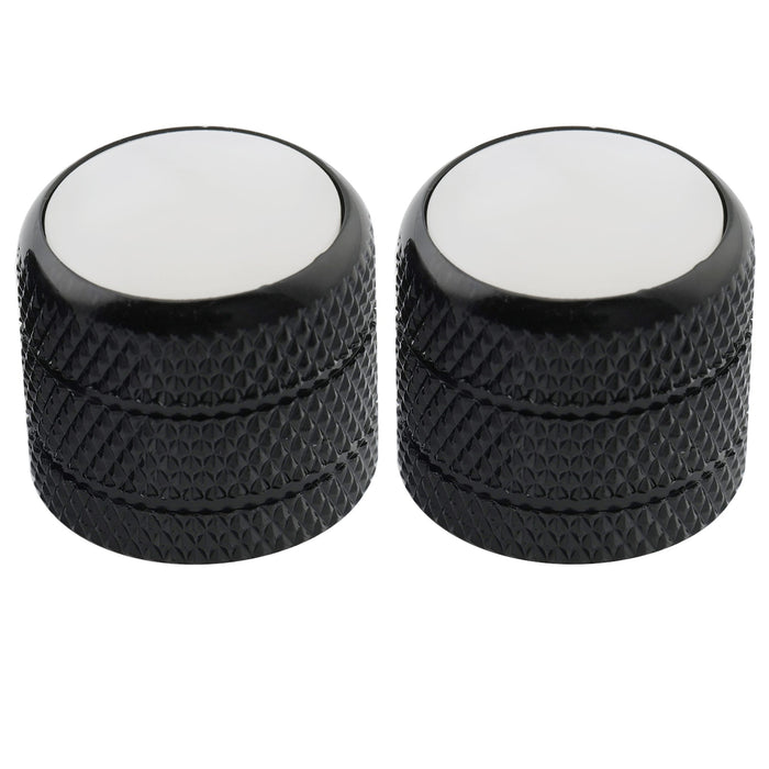 musiclily pro fine 24 splines steel dome mother of pearl top push on control knob for usa made guitar bass potentiometers mx2799 2p, black