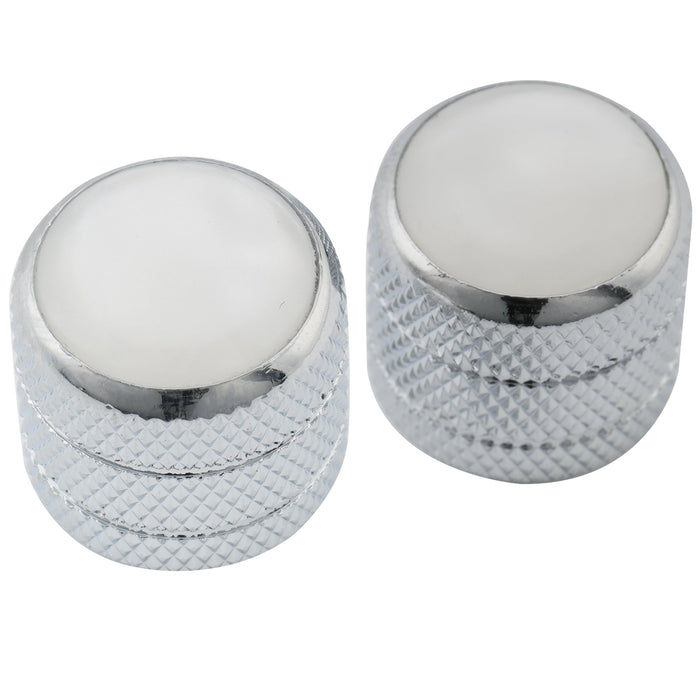 Musiclily Pro Fein 24 Splines Stahlkuppel Perlmut Oberseite Aufsteckendes Drehknopf für in den USA hergestellte Gitarren- und Bass-Potentiometer, Set von 2