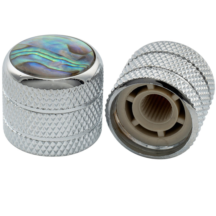 Musiclily Pro Fein 24 Splines Stahlkuppeln mit Abalone -Oberfläche, Push -on -Reglerknopf für amerikanisch hergestellte Gitarren - und Bass -Potentiometer 18x16,5mm, Set von 2