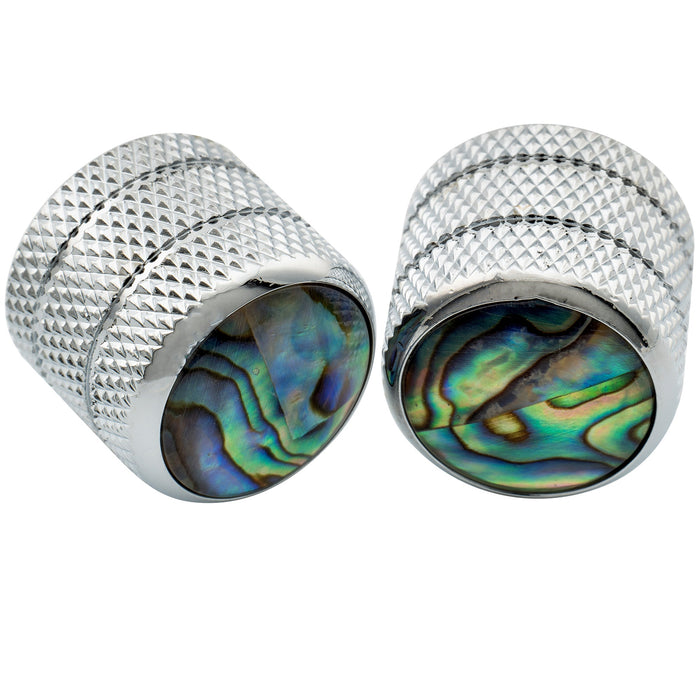 Musiclily Pro Fein 24 Splines Stahlkuppeln mit Abalone -Oberfläche, Push -on -Reglerknopf für amerikanisch hergestellte Gitarren - und Bass -Potentiometer 18x16,5mm, Set von 2