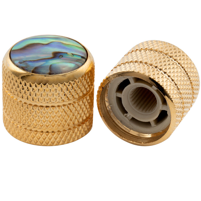 Musiclily Pro Fein 24 Splines Stahlkuppeln mit Abalone -Oberfläche, Push -on -Reglerknopf für amerikanisch hergestellte Gitarren - und Bass -Potentiometer 18x16,5mm, Set von 2