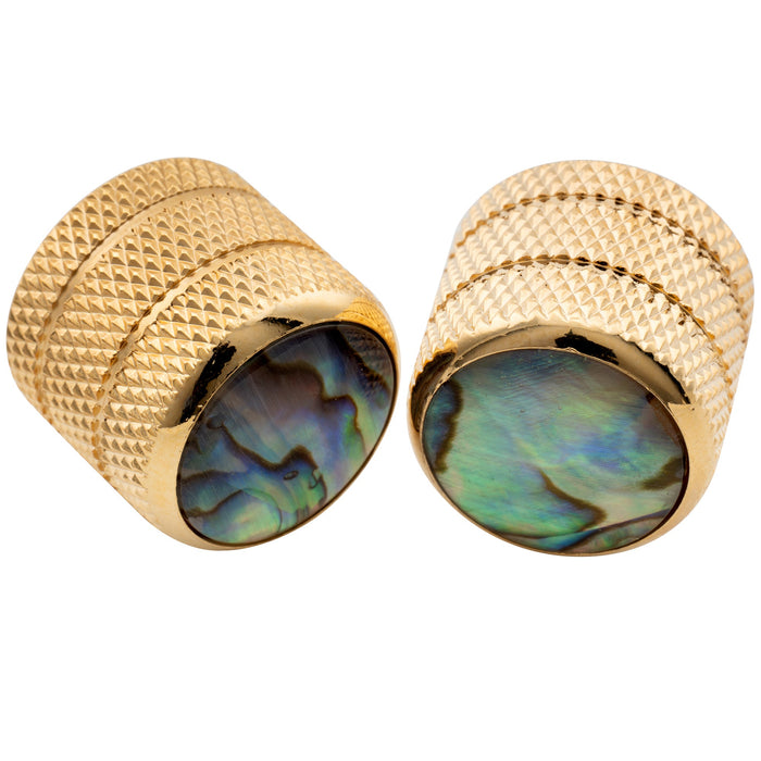 Musiclily Pro Fein 24 Splines Stahlkuppeln mit Abalone -Oberfläche, Push -on -Reglerknopf für amerikanisch hergestellte Gitarren - und Bass -Potentiometer 18x16,5mm, Set von 2