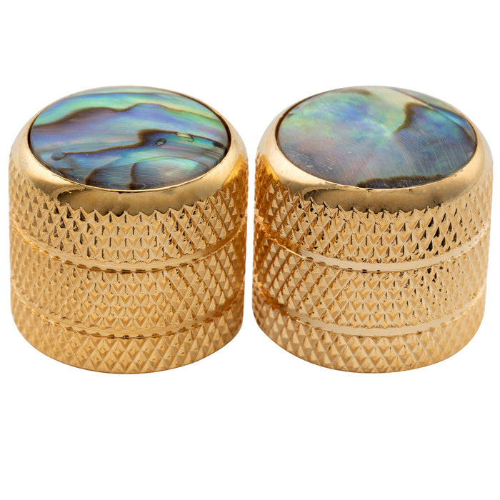 musiclily pro fine 24 splines steel dome abalone top push on control knob for usa made guitar bass potentiometers 18x16 5mm mx2800 2p, gold