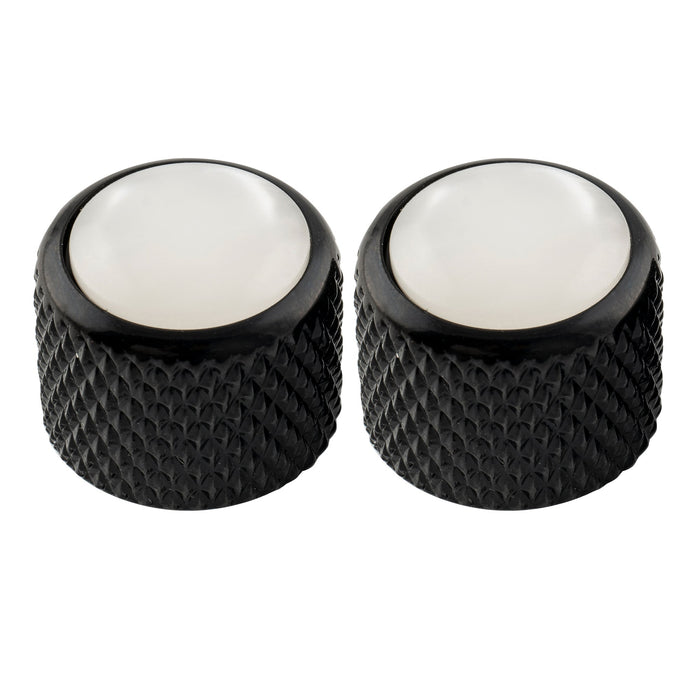 musiclily pro fine 24 splines steel dome mother of pearl top push on control knobs 19 16 5mm for usa made guitar bass potentiometers mx2801 2p, black
