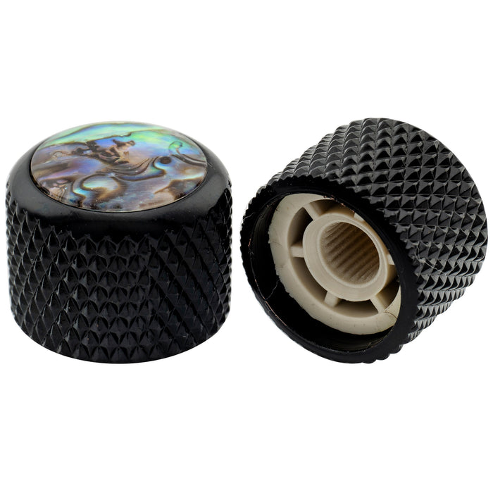 detail of musiclily pro fine 24 splines steel dome abalone top push on control knob for usa made guitar bass potentiometers 19x16 5mm mx2802 2p