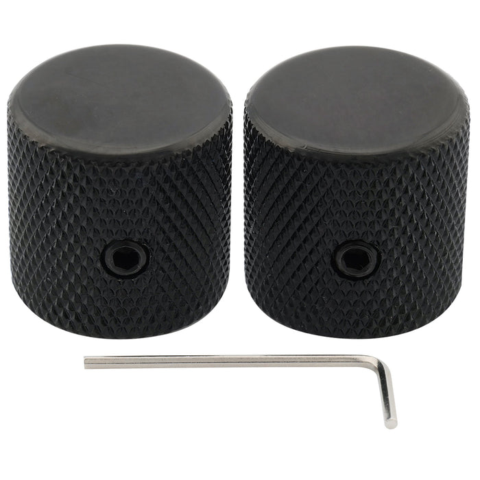 musiclily pro 1 4 inch steel fine knurled flat top universal fitting potentiometer control knob with set screw for electric guitar bass mx2804 2p, black