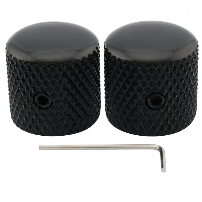 musiclily pro 1 4 inch steel dome universal fitting potentiometer control knob with set screw for electric guitar bass mx2805 2p, black