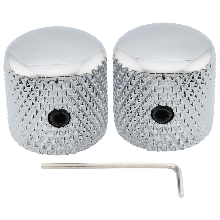 musiclily pro 1 4 inch steel dome universal fitting potentiometer control knob with set screw for electric guitar bass mx2805 2p, chrome