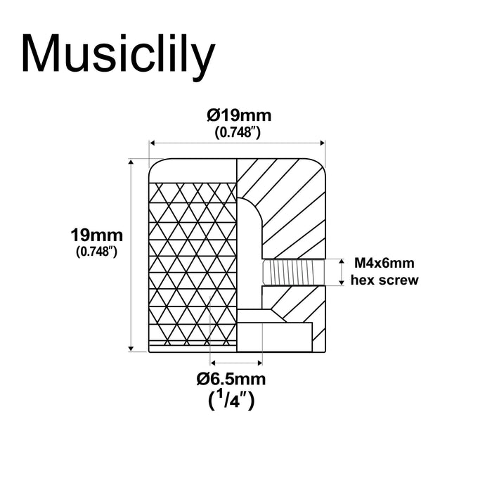 Dimensions of musiclily pro 1 4 inch steel dome universal fitting potentiometer control knob with set screw for electric guitar bass mx2805 2p