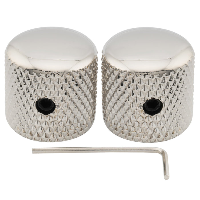 musiclily pro 1 4 inch steel dome universal fitting potentiometer control knob with set screw for electric guitar bass mx2805 2p, nickel