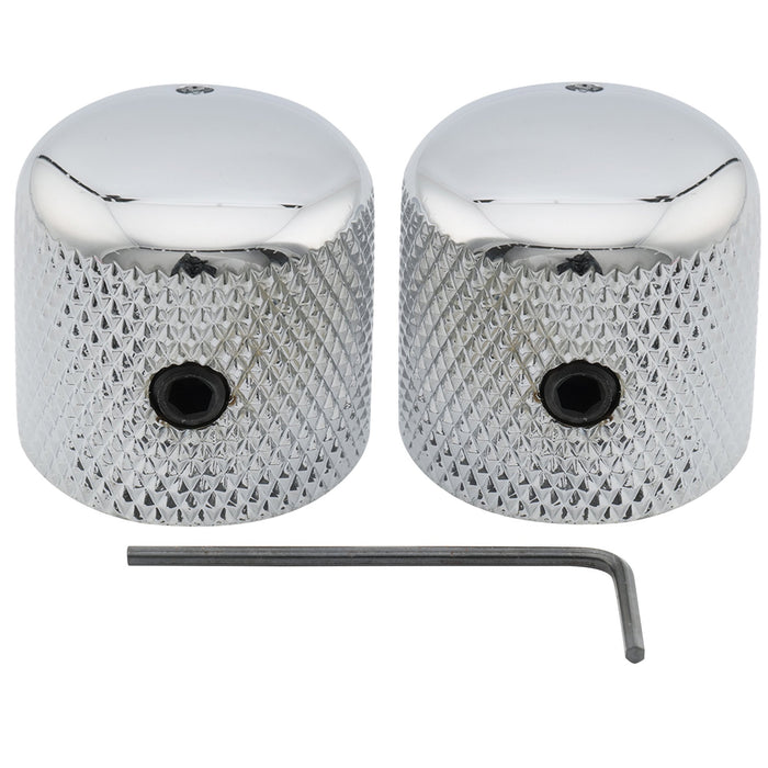 musiclily pro 1 4 inch steel dome universal fitting potentiometer control knob with set screw and indicator dot for electric guitar bass mx2806 2p, chrome