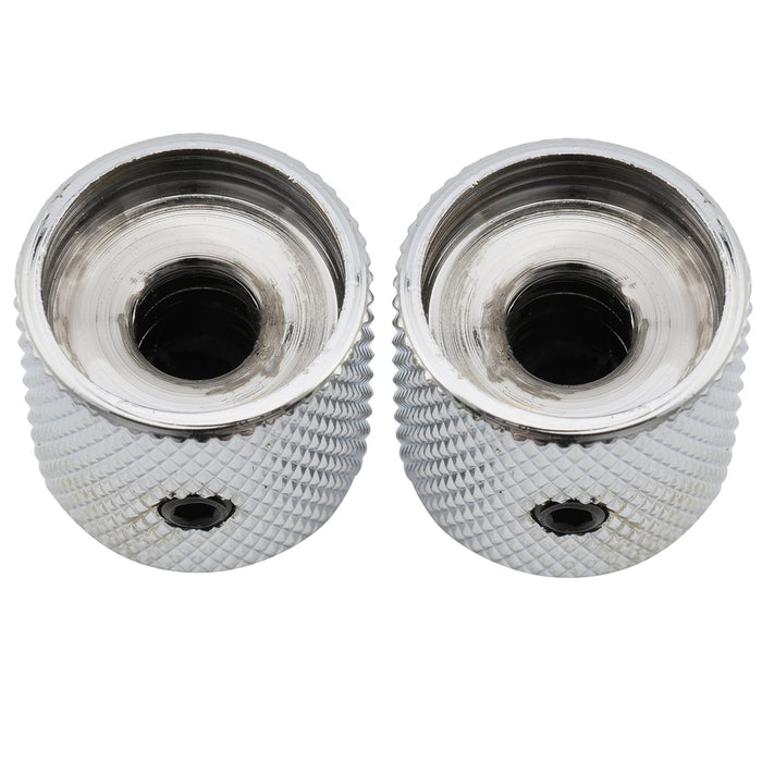 Musiclily Pro 1/4 Inch Steel Dome Universal Fitting Potentiometer Control Knob with Set Screw and Indicator Dot for Electric Guitar Bass, Set of 2