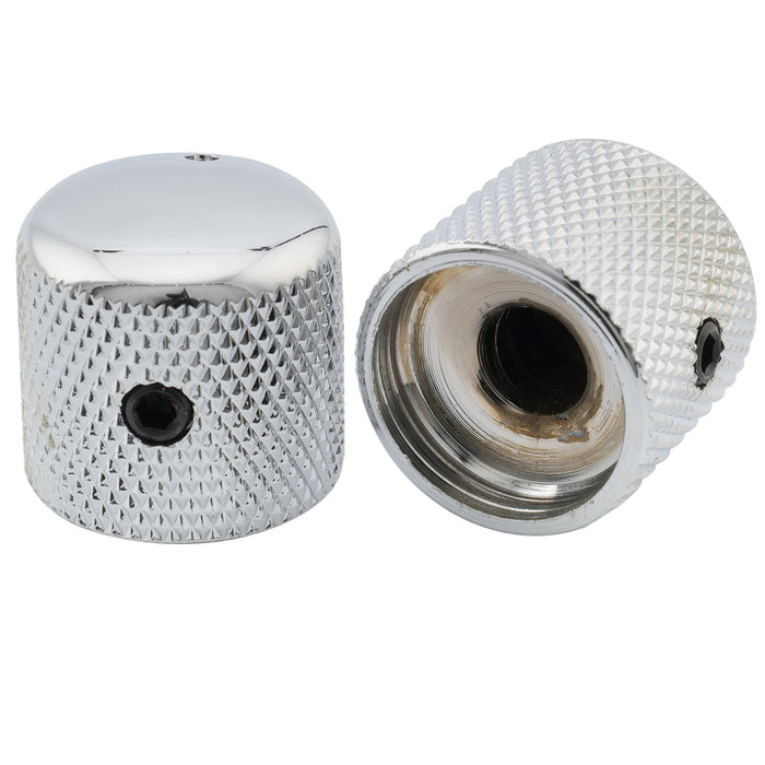 Musiclily Pro 1/4 Inch Steel Dome Universal Fitting Potentiometer Control Knob with Set Screw and Indicator Dot for Electric Guitar Bass, Set of 2