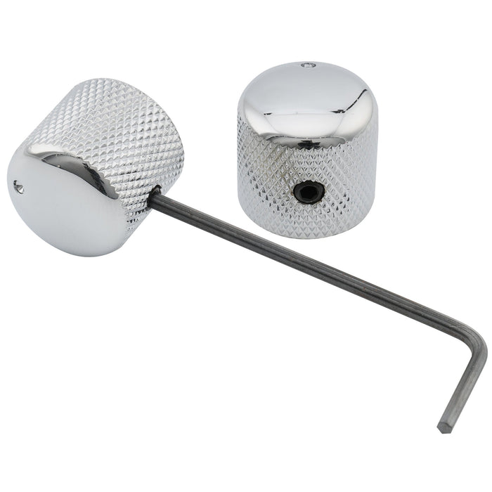 Musiclily Pro 1/4 Inch Steel Dome Universal Fitting Potentiometer Control Knob with Set Screw and Indicator Dot for Electric Guitar Bass, Set of 2