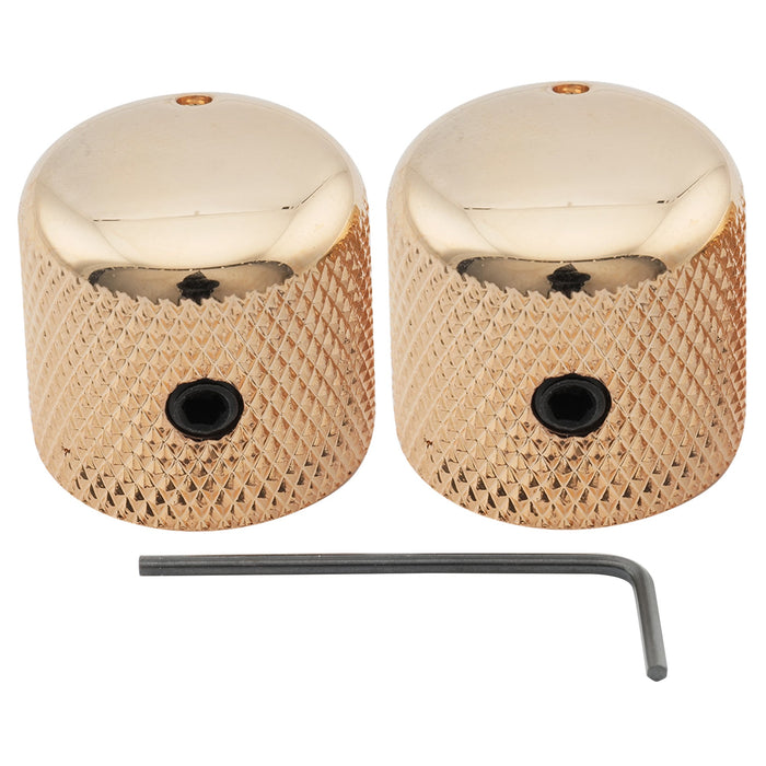 musiclily pro 1 4 inch steel dome universal fitting potentiometer control knob with set screw and indicator dot for electric guitar bass mx2806 2p, gold