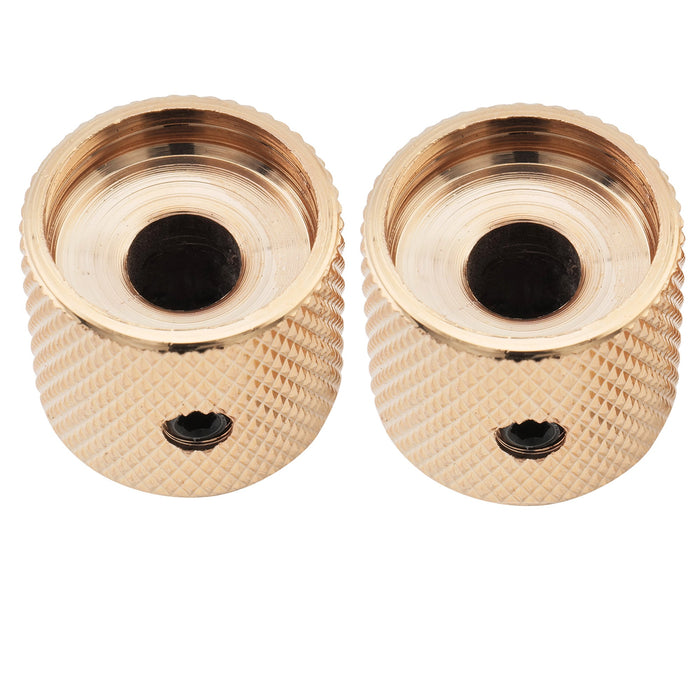 Musiclily Pro 1/4 Inch Steel Dome Universal Fitting Potentiometer Control Knob with Set Screw and Indicator Dot for Electric Guitar Bass, Set of 2