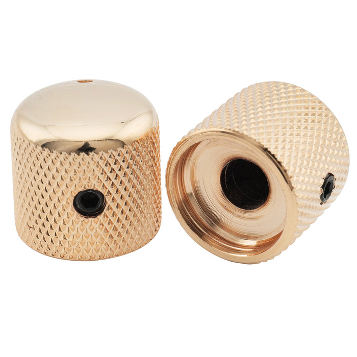 Musiclily Pro 1/4 Inch Steel Dome Universal Fitting Potentiometer Control Knob with Set Screw and Indicator Dot for Electric Guitar Bass, Set of 2